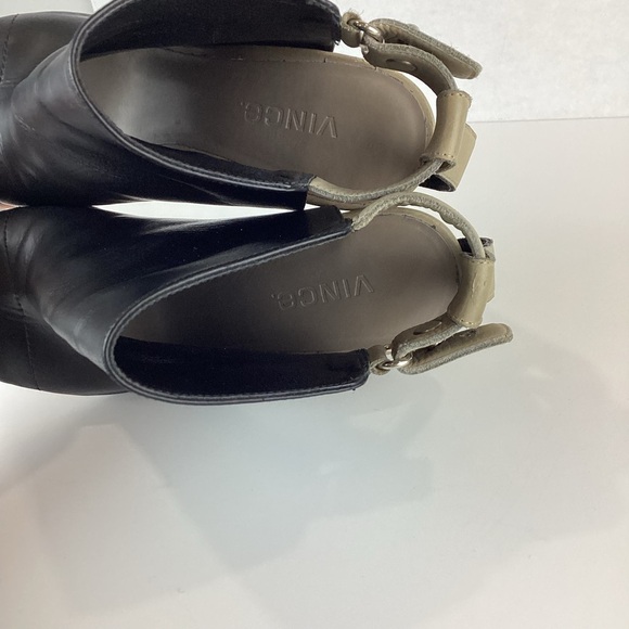 Vince Addison Peep Toe Black Leather Bootie | 8 - Picture 12 of 13